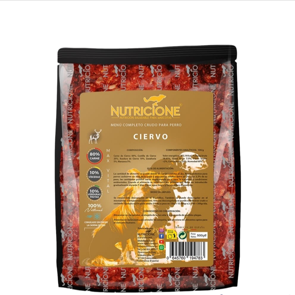 Menú Barf de ciervo Nutricione