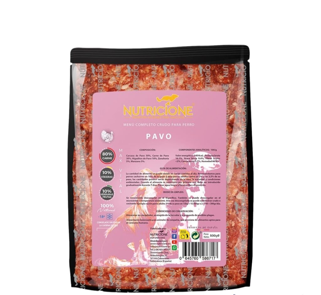 Menú Barf de pavo Nutricione