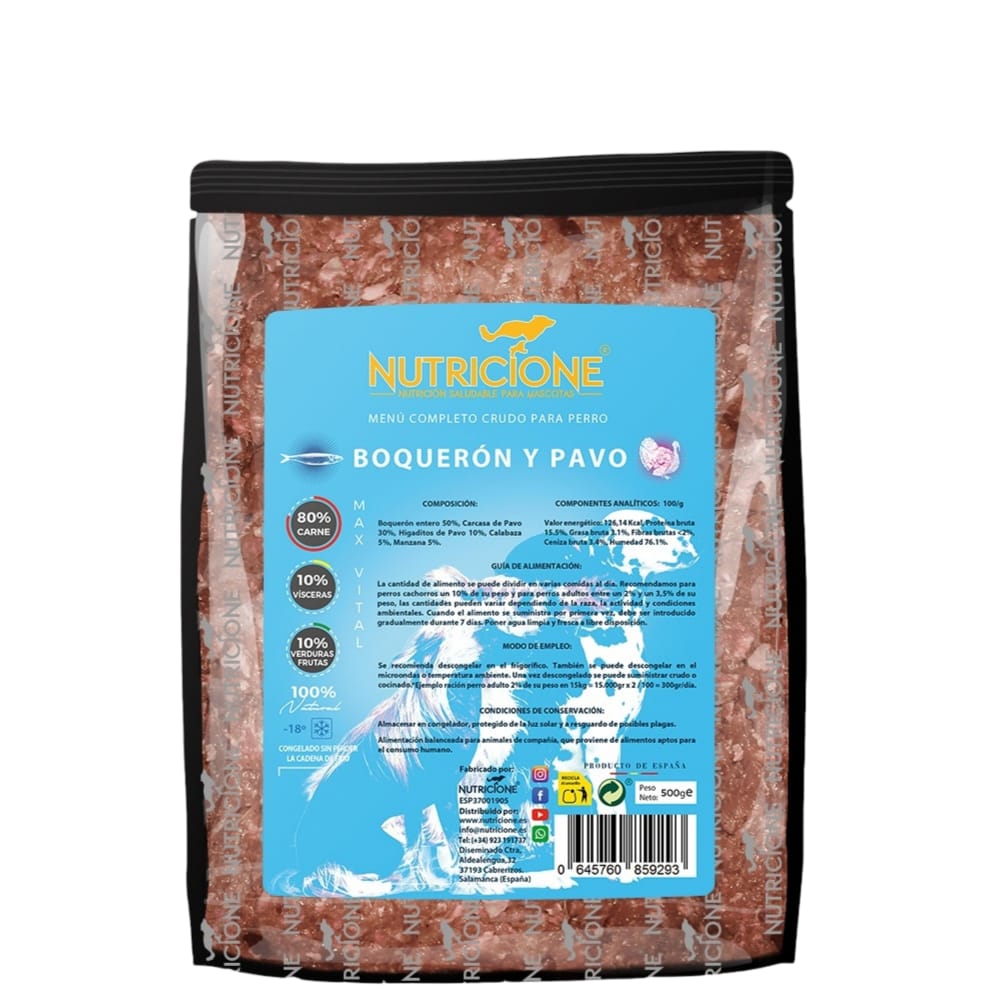 Menú Barf de pescado y pavo Nutricione